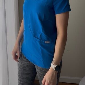 Figs Blue Short Sleeve Women's Scrub Top